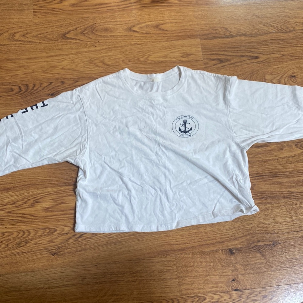 Garage white long sleeve cropped Hamptons shirt size XS